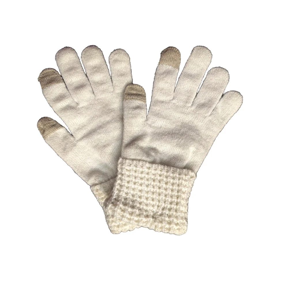 Style & Co. Ivory Cream Waffle-Knit Shimmer Gloves Sz One Size NWT